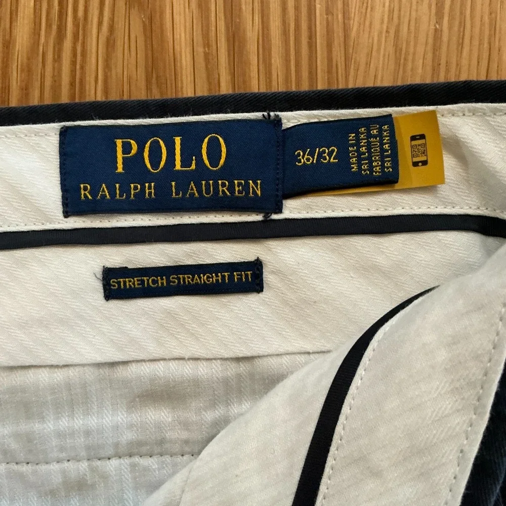 Polo Ralph Lauren Stretch Straight‎ Fit Chinos 36x30 Navy Blue Cotton Pants